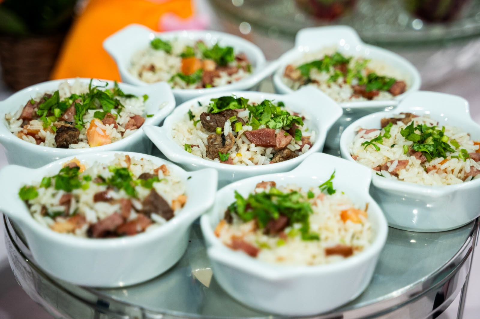 Porções de arroz carreteiro